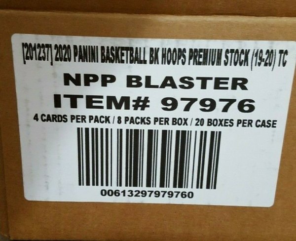 CASE Panini Hoops Premium Stock 2019-20 NBA Basketball Blaster Box