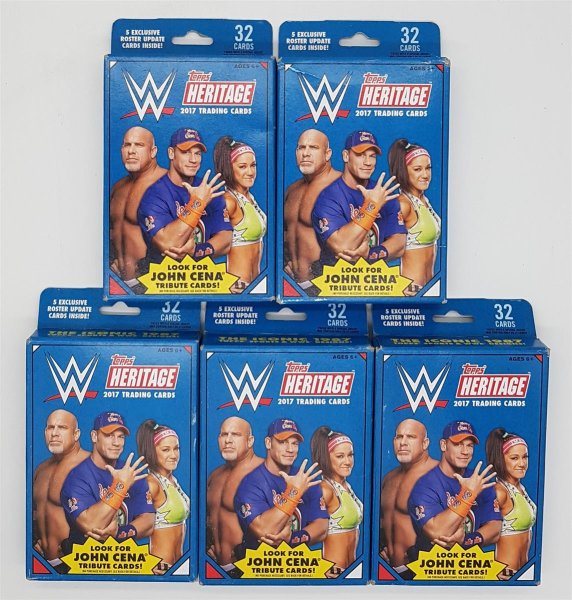 5x Topps WWE Wrestling Heritage Wrestling Hanger Box 2017 John Cena Version