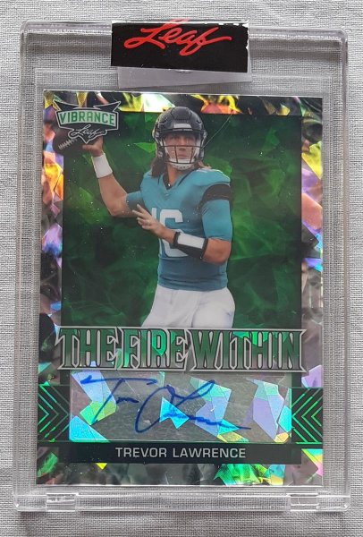Trevor Lawrence 3/3 Leaf Autographed Card Vibrance The Fire within