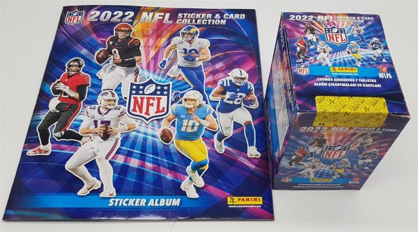 SET Panini NFL Football Sticker Box 2022 - 50 Packs mit 250 Stickern + Album