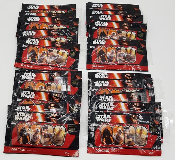 20 packs of Star Wars The Force Awakens Dog Tags Mystery Pack Topps 2015