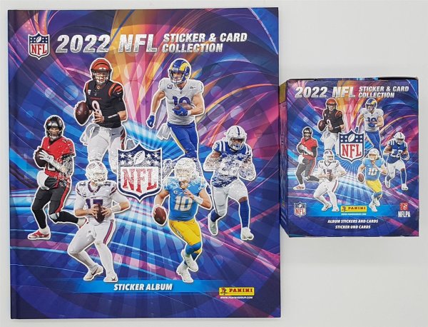 SET Panini NFL Football Sticker Box 2022 - 50 Packs + Hardcover Album